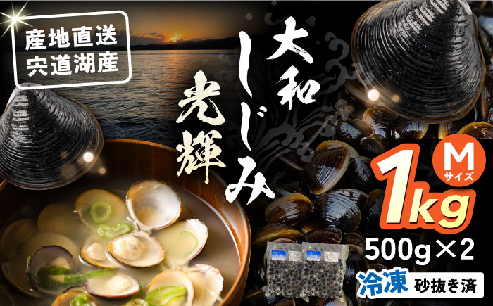 【年内発送】産地直送！宍道湖産 冷凍大和しじみMサイズ1kg(500g×2) 砂抜き処理済 島根県松江市/りすたむMatsue [ALDE005]