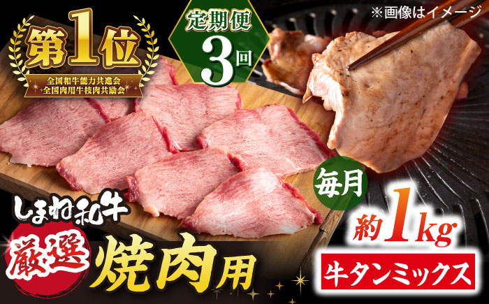 【全3回定期便】焼肉の常識を覆す！店主渾身の隠れ絶品 しまね和牛タンミックス 計約3.0kg　焼肉 牛タン 部位おまかせ ミックス 島根県松江市/株式会社O.R.C [ALEF035]