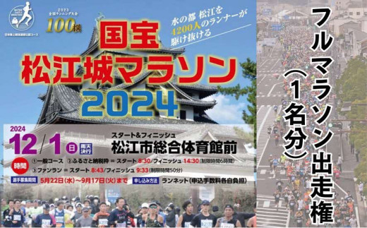 【チョイス限定】「国宝松江城マラソン2024」出走権（1名分） 島根県松江市/国宝松江城マラソン実行委員会 [ALEU001] アウトドア スポーツ