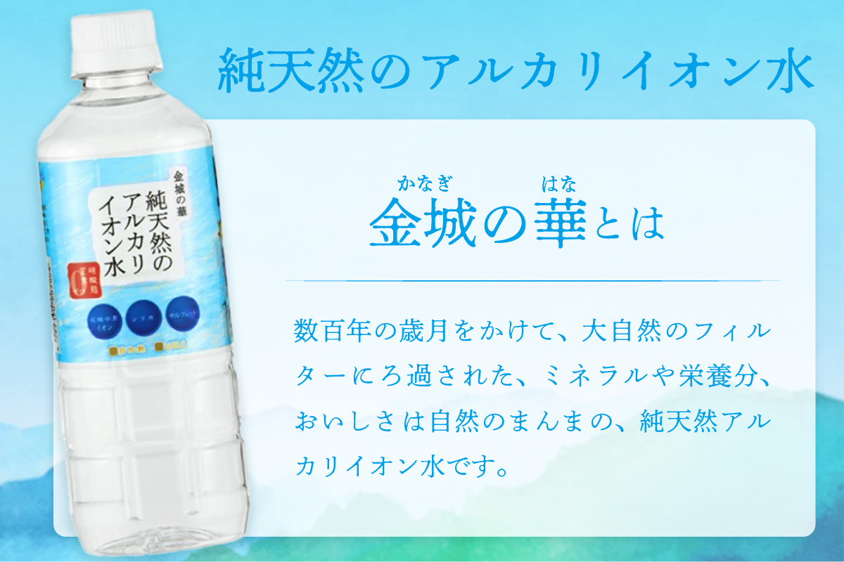 ミネラルウォーター 金城の華 500ml 2L 各一箱 水 ふるさと納税 ミネラルウォーター ペットボトル 天然水 アルカリイオン 水 【043_1831】
