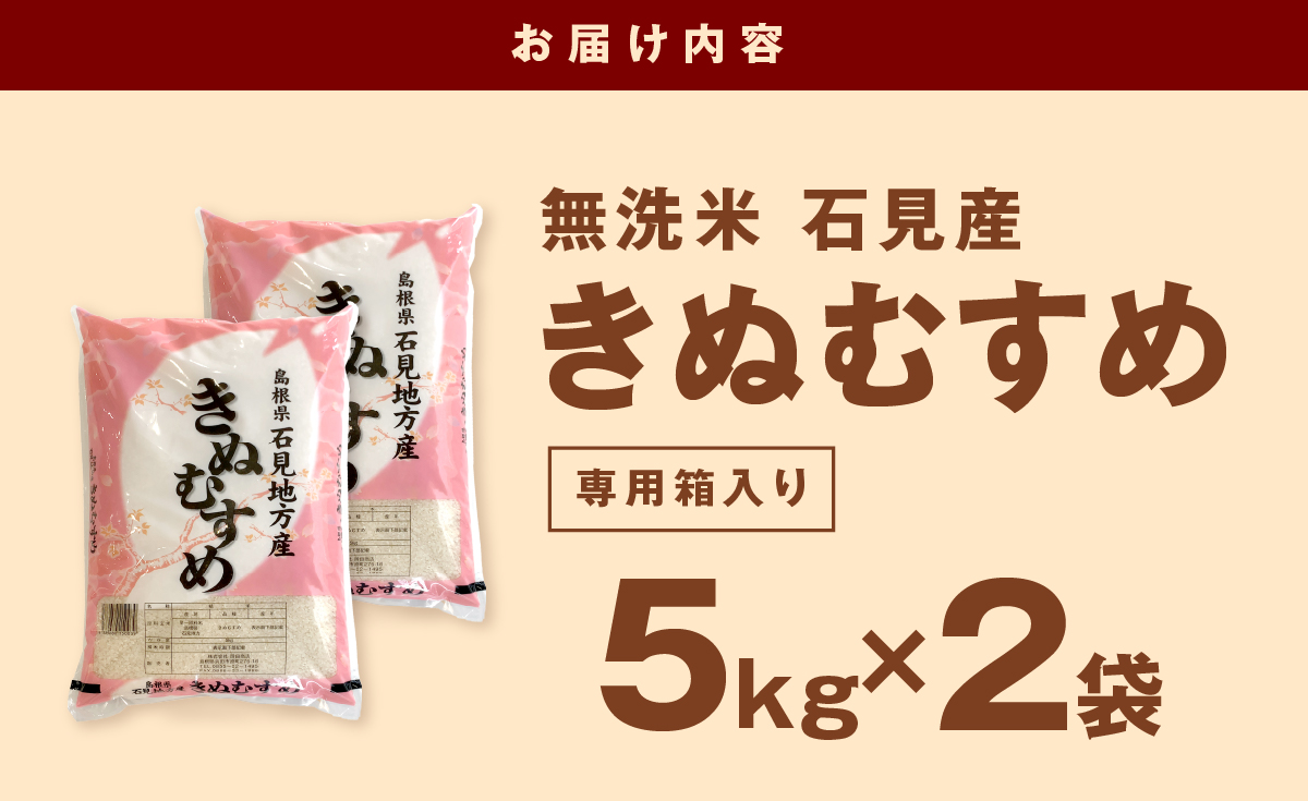 【令和6年産】無洗米 石見産きぬむすめ 5kg×2袋 米 白米 精米 応援 準備 新生活応援 お取り寄せ 特産 【058_1825】