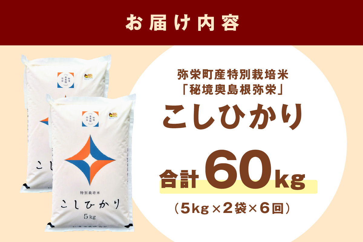 【定期便】【令和7年産】弥栄町産特別栽培米「秘境奥島根弥栄」こしひかり10kg（6回コース） 米 お米 精米 白米 ごはん 新生活 応援 準備 定期 6回 お取り寄せ 特産 特別栽培米 【090_1881】
