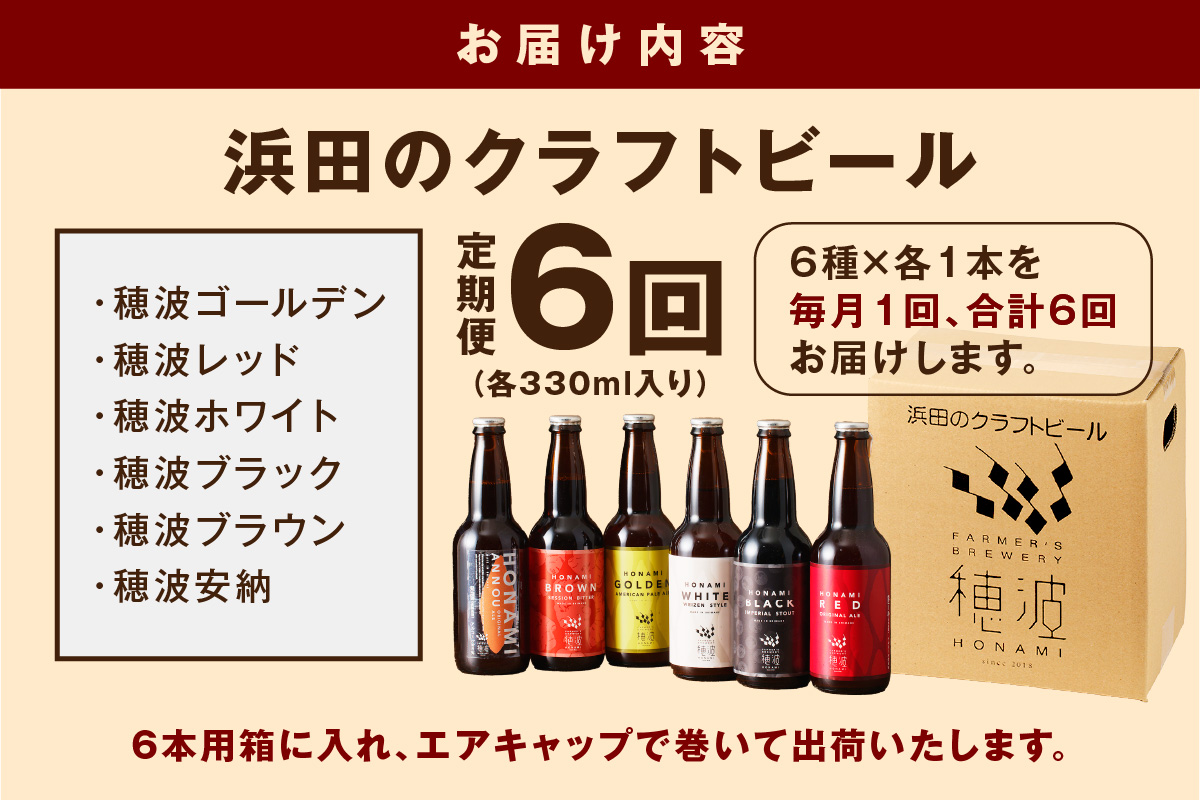 【定期便】浜田のクラフトビール 6種飲み比べセット（6回コース） 酒 ビール クラフトビール 地ビール 地酒 ご当地ビール 定期 定期便 6回 飲み比べ セット 【139_1913】