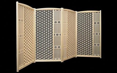 空間を彩る組子屏風麻の葉（2連） 屏風 伝統技術 職人の技 贈り物 贈答 【031_1971】