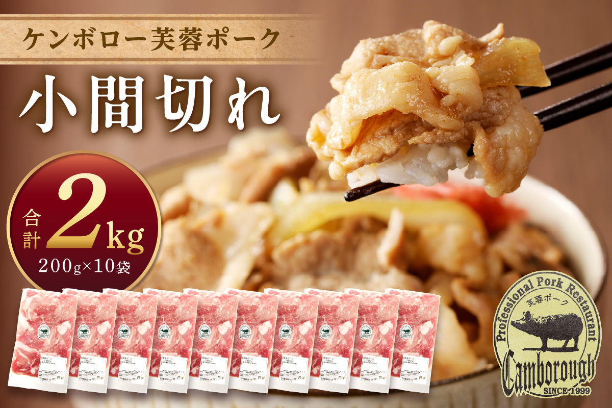 【DLGコンテスト2024金賞受賞】 浜田市産ケンボロー芙蓉ポーク小間切れ 2kg（200g×10袋） 豚肉 肉 2キロ 小分け 小間切れ もも肉 真空パック 個包装 【002_1966】