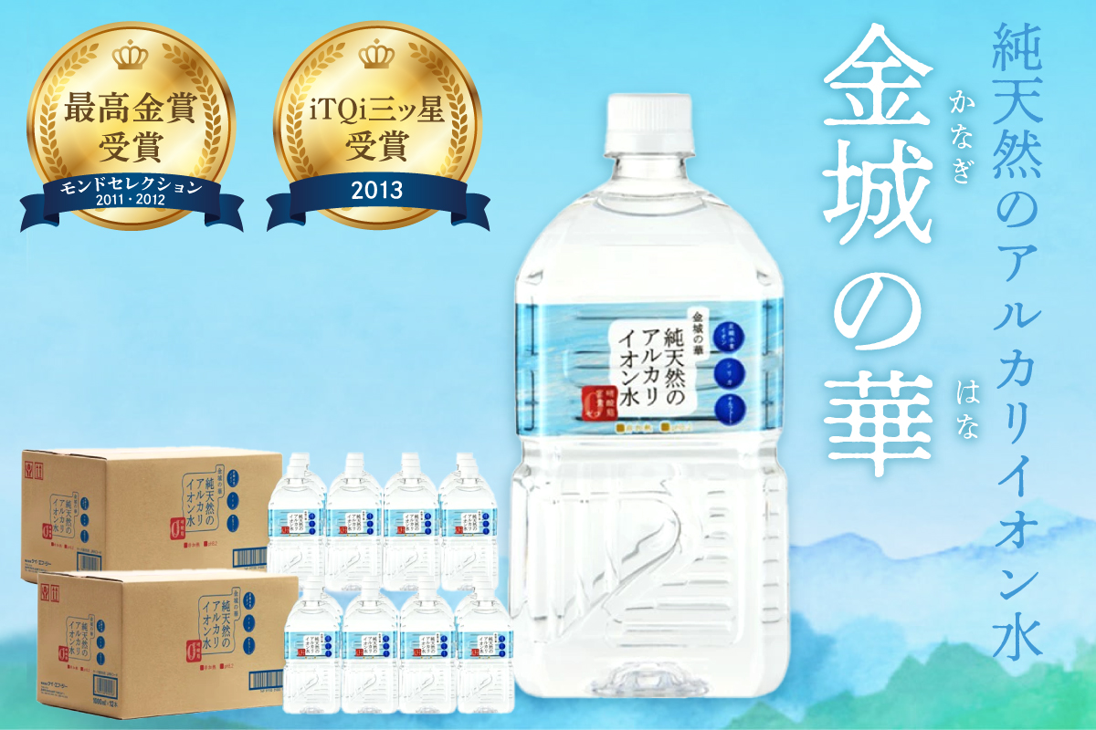 ミネラルウォーター 金城の華 1L 12本入 2箱 飲料水 水 アルカリイオン水 【043_1839】