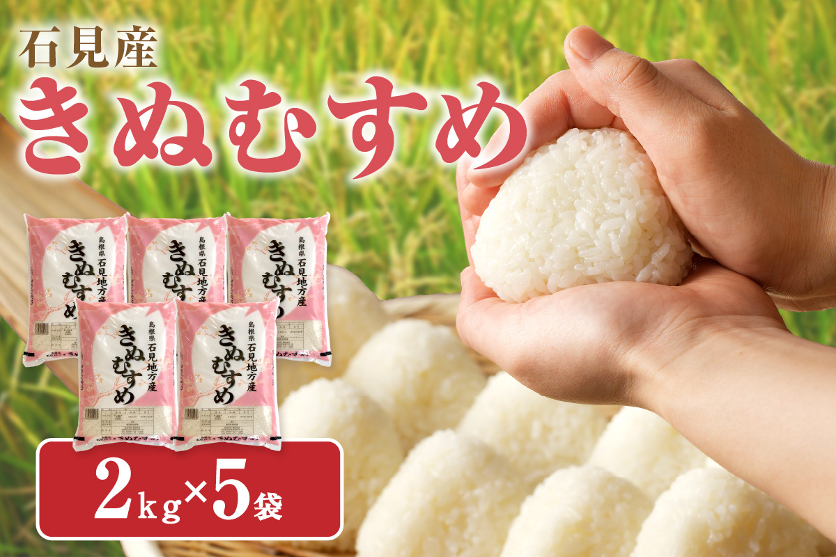 【令和6年産】石見産きぬむすめ 2Ｋg×5袋 お取り寄せ 特産 お米 精米 白米 ごはん ご飯 コメ 新生活 応援 準備 10キロ 小分け 【058_1807】