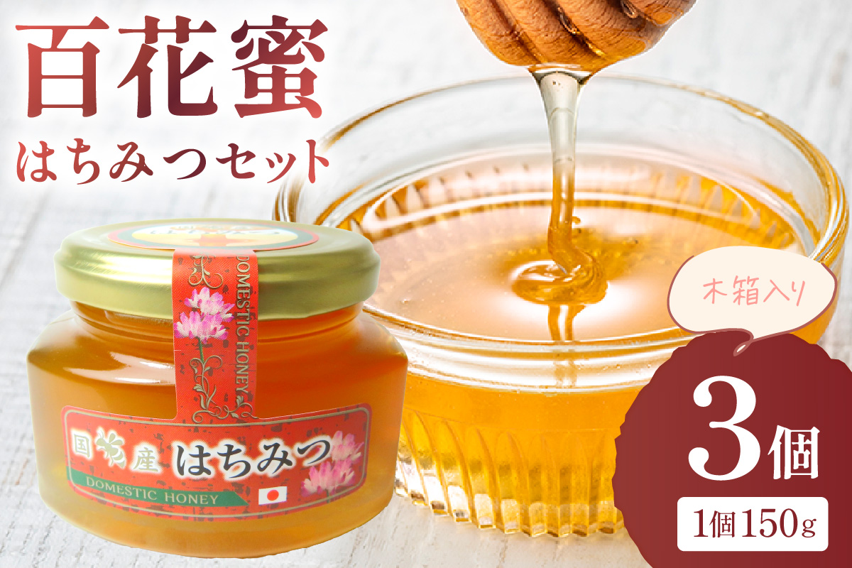 はちみつ （百花蜜） セット （木箱入り） 蜂蜜 国産蜂蜜 国産 百花蜜 木箱 パンのお供 セット 【032_2069】