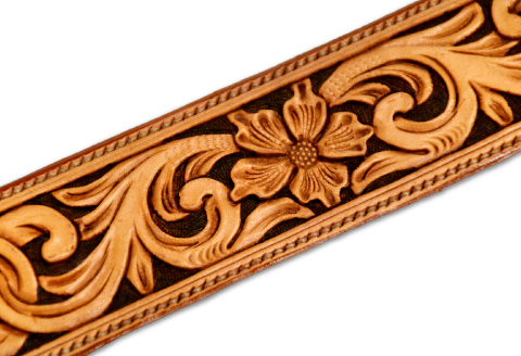 F-55 牛革手縫いフローラルベルト【牛革手縫いフローラルベルト ベルト 牛革 本革 手縫い 手作り 手作業 皮ベルト レザー ハンドメイド メンズ レディース カジュアル ギフト プレゼント 贈り物 贈答 花柄 大きいサイズ 小さいサイズ おしゃれ】