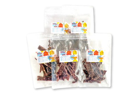A-922 鹿肉ジャーキー 犬用 天然 無添加100ｇ(20ｇ×5袋)【鹿肉 ジャーキー 犬用 無添加 20g 5袋 セット 小分け おやつ ペット ヒューマングレード ドッグフード 手作り 天然素材 犬のおやつ】