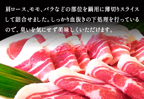 A-713 天然いのしし肉（ぼたん鍋用薄切りスライス）【期間限定 季節限定 250g×2袋 12月～3月発送 冷凍 ロース 肩ロース モモ肉 もも肉 バラ肉 ばら肉 イノシシ肉 ぼたん鍋用 薄切りスライス 肉 猪肉 低カロリー 高タンパク 栄養豊富食材 ジビエ 鍋 牡丹鍋】