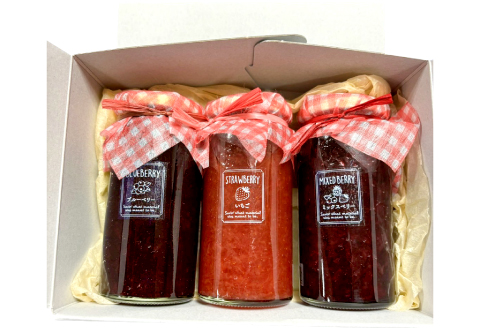A-1252 3種のジャム（いちご・ブルーベリー・ミックスベリー）【ジャム じゃむ jam セット 無添加 フルーツ 国産 果物 いちご 苺 ブルーベリー ミックスベリー  170g 3個 季節限定 期間限定 数量限定 果肉 贈り物 贈答 手土産 箱詰め 詰め合わせ プレゼント ギフト 手作り ハンドメイド スイーツ おやつ ケーキ パンケーキ 島根県 益田市】