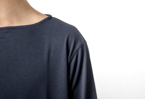 C-334 ドライボートネックカットソー七分袖 MADE IN IWAMI (SUMI BLACK)