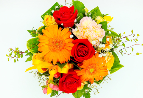 A-956 バレンタインデー用アレンジフラワー「オレンジ系」