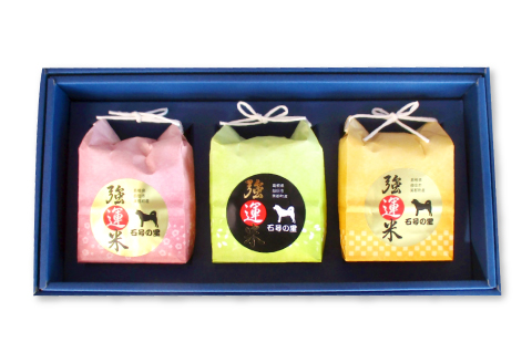 A-97 柴犬のルーツ「石号」グッズ【ファッション カバン 鞄 トートバッグ 犬 柴犬 米 強運米 コシヒカリ 3合×3袋 箱入り セット 受験生 強運 贈り物 プレゼント】