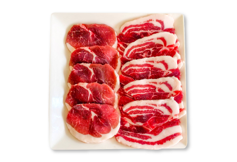 A-866 天然いのしし肉 (焼肉用厚切りスライス)【猪肉 ジビエ 焼肉用 厚切り スライス モモ バラ 2種 セット 無添加 冷凍 下処理済み 炭火焼 鉄板焼き バーベキュー アウトドア キャンプ ギフト 贈答 贈り物】