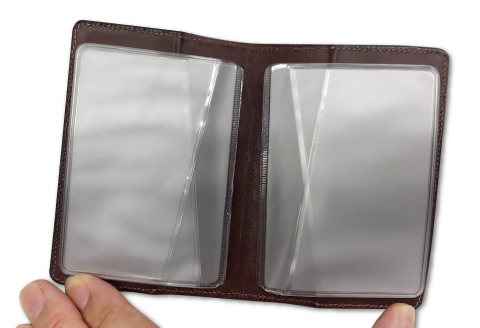 D-840 クリアカードケース【牛ヌメ革カードケース 1個 11.5cm×8cm×1.5cm 12ポケット 6ポケット×2 ファッション 小物 日用品 カードケース ハンドメイド 手作業 手縫い 手染め 本革 牛革 レザー レザークラフト カービング 丈夫 長持ち レディース メンズ 経年変化】