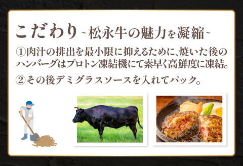 A-1200 松永牧場牛入り ハンバーグ　160g×4個【まつなが牛 石見ポーク 合挽 デミグラス ハンバーグ デミグラスソース 冷凍 簡単 調理 調理済み 湯煎 レンジ 牛 豚 惣菜】