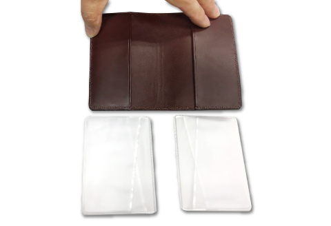 D-840 クリアカードケース【牛ヌメ革カードケース 1個 11.5cm×8cm×1.5cm 12ポケット 6ポケット×2 ファッション 小物 日用品 カードケース ハンドメイド 手作業 手縫い 手染め 本革 牛革 レザー レザークラフト カービング 丈夫 長持ち レディース メンズ 経年変化】