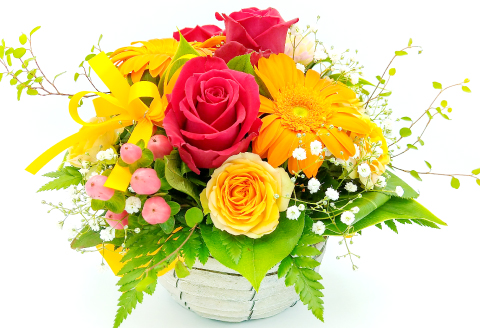 A-956 バレンタインデー用アレンジフラワー「オレンジ系」