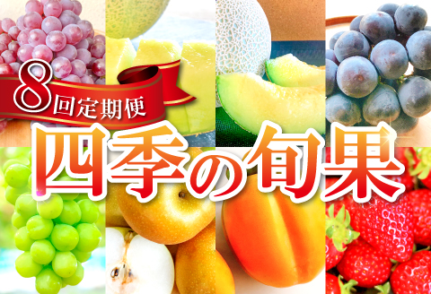 E-635 【定期便】益田市四季の旬果定期便 8種【フルーツ 定期便 果物 くだもの 先行予約 期間限定 数量限定 季節限定 早期予約 デラウェア 葡萄 ぶどう ブドウ アムスメロン アールスメロン 巨峰 シャインマスカット 梨 なし 西条柿 いちご 苺 イチゴ】