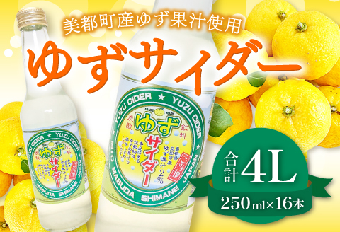A-896 ゆずサイダー　16本入り【250ml×16本 飲料類 炭酸飲料 ジュース サイダー ご当地サイダー ゆず果汁 果物 フルーツ 柚子 ANA国内線全線ドリンクサービス採用】