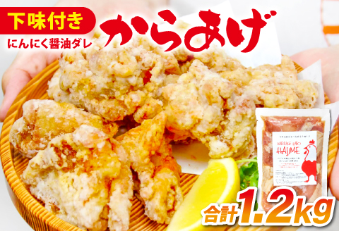 A-338 ハジメのからあげ　秘伝ダレの下味付き鶏モモ肉（300g×4袋）【唐揚げ にんにく醤油 冷凍 揚げ物 お弁当 運動会 バーベキュー BBQ ホームパーティ 300g×4袋 肉 鶏肉 若鶏もも肉 下味付き】