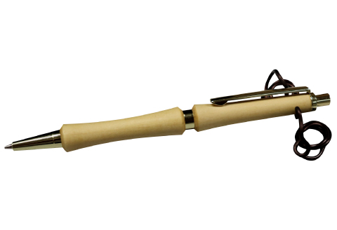 C-1223 ハンドメイドシャープペンシル（ノック式）イチョウ 1本【手作り 木 木材 世界でひとつ 個性 天然 木目 シャーペン ゴールド クローム ガンメタ ギフト プレゼント お祝い】