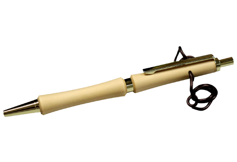 C-1224 ハンドメイドボールペン（ノック式）イチョウ 1本【手作り 木 木材 世界でひとつ 個性 天然 木目 ボールポイントペン ガンメタ シルバー ゴールド ギフト プレゼント お祝い】