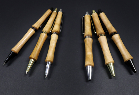D-1167 ハンドメイドシャープペンシル＆ボールペン（ノック式）桜 2本セット