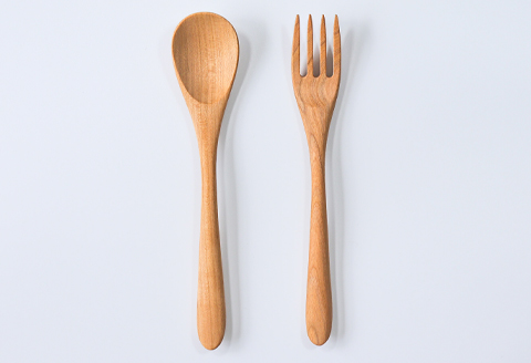 手作り 木製カトラリーセット（キャンバス地ケース付き）【カトラリー セット ケース付き スプーン カレースプーン フォーク 長さ18cm 木製 ヤマサクラ 手作り プレゼント ギフト 贈答 母の日】