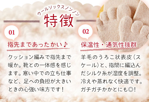 ひつじ飼いが作る ごほんゆびウールソックス Lサイズ(ピンクベージュ)【ウールソックス 5本指 靴下 Lサイズ ピンクベージュ ピンク ベージュ レディース メンズ 男女兼用 島根県 大田市】