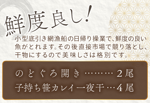 ノドグロ・笹カレイセット【のどぐろ一夜干し かれい一夜干し 干物セット のどぐろ干物 2尾 1尾あたり160～180g 笹カレイ干物 4尾 1尾あたり50～60g 島根県産 大田市産 ノドグロ 子持ち笹カレイ カレイ 干物 真空パック 冷凍】