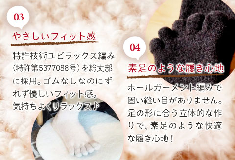 ひつじ飼いが作る ごほんゆびウールソックス Mサイズ(ダークブラウン)【ウール ソックス 5本指 靴下 Mサイズ ダークブラウン ブラウン レディース メンズ 男女兼用 島根県 大田市】