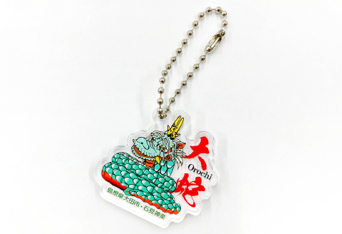 大田の石見神楽オリジナル！神楽演目キャラクターグッズ 4種【缶マグネット 5個 マスキングテープ 2個 ステッカー 屋内用 1枚 アクリルキーホルダー 大蛇 1個 グッズ セット 島根県 大田市】