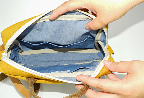 帆布のハギハギミニショルダー（マスタード）「思いやり型返礼品（支援型）」