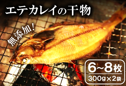旬獲れ！エテかれいの干物（６～８枚）【干物 エテかれい 6～8枚 300g×2袋 国産 魚 カレイ 旬獲れ 無添加 天日塩 詰め合わせ セット 贈答 ギフト プレゼント 父の日 母の日】