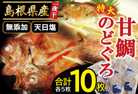特大のどぐろと甘鯛の一夜干し（10枚セット）【干物セット のどぐろ干物 5枚×230g 甘鯛干物 5枚×325g 無添加 天日塩 のどぐろ ノドグロ 特大 アマダイ 干物 個包装 真空パック 父の日 母の日】