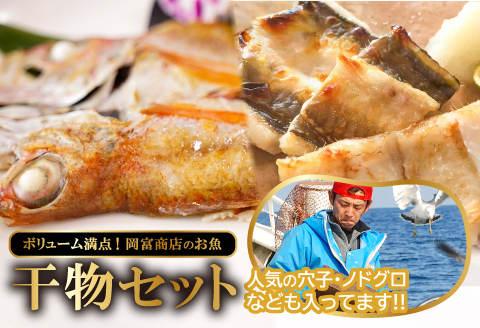 岡富商店のたっぷり干物セット【干物 セット 無添加 干物セット のどぐろ干物 2枚 計100g 穴子干物 1尾 1/2カット あじ干物 2枚 計200g エテかれい干物 3枚 計200g はたはた干物 110g ニギス干物 200g】