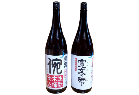 開春 生酛純米木桶仕込みセット（1800ml×2本）【日本酒 2本 1800ml 純米酒 開春 生酛 きもと 生もと純米 イ宛 寛文の雫 木桶 酵母無添加 低精米 木桶仕込み 新感覚 冷や 冷酒 燗 熱燗 お酒 酒 父の日 島根県 大田市】