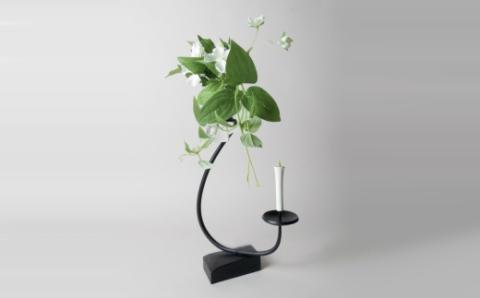 花あかり【燭台 花器 灯り インテリア 雑貨 日用品 シンプル 繊細 曲線 グラス付き おしゃれ 受注生産 蝋燭 ロウソク ギフト 贈り物 プレゼント 省スペース 島根県 安来市】