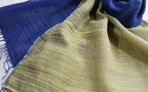 kubimotu-set　-洸-　（ストールセット）【ストール 藍 草木染 手織り 藍染 木綿 ギフト プレゼント 贈り物 ファッション くびもつ 心地いい ふんわり おしゃれ リング付き セット 島根県 安来市】