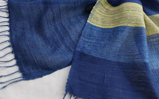 kubimotu-set　-澄-　（ストールセット）【ストール 藍 草木染 手織り 藍染 木綿 ギフト プレゼント 贈り物 ファッション くびもつ 心地いい ふんわり おしゃれ リング付き セット 島根県 安来市】