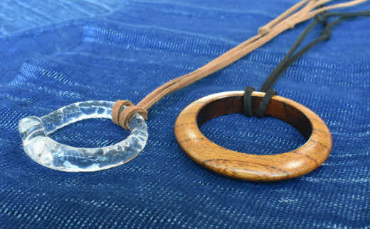 kubimotu-set　-澄-　（ストールセット）【ストール 藍 草木染 手織り 藍染 木綿 ギフト プレゼント 贈り物 ファッション くびもつ 心地いい ふんわり おしゃれ リング付き セット 島根県 安来市】