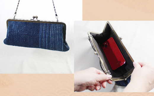 諸紙布クラッチバッグ 【和紙 手織り 藍 草木染め 和風 ギフト 化粧箱 ファッション かばん バッグ 紙糸 手紡ぎ 紙布 水に強い 水濡れOK おしゃれ 伝統 プレゼント 贈り物 島根県 安来市】