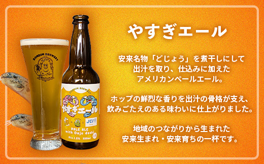オリジナルクラフトビール3種×2本 計6本セット（やすぎエール･荒島レッド･月光麦酒）【島根県 安来市 クラフトビール 発泡酒 瓶ビール ビン 地ビール 亀治米 月山 酒粕 仕込水 使用 飲み比べ 晩酌】