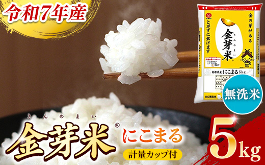 BG無洗米・金芽米にこまる 5kg 計量カップ付き【令和7年産 時短 健康 うまみ 甘み 栄養 おいしい やわらかい ふっくら ビタミン ミネラル 島根県 安来市】【価格改定XA】 にこまる　計量カップ付き