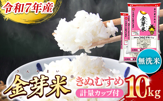 BG無洗米・金芽米きぬむすめ 10kg （5kg×2袋）計量カップ付き【令和7年産 節水 健康 ビタミン ミネラル つや お弁当 おいしい うまみ 甘み ふっくら 簡単 島根県 安来市】【価格改定】【30-SS-64】 計量カップ付き
