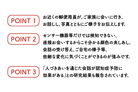 みまもり訪問サービス（12か月）【JP-2 】｜チケット みまもり訪問 みまもり 訪問サービス 訪問 サービス 12カ月 地域のお礼の品 家族 安心 サポート 郵便局 健康 見守り 代行 安否確認 高齢者 報告 島根県 江津市 江津市住 毎月1回 送料無料｜