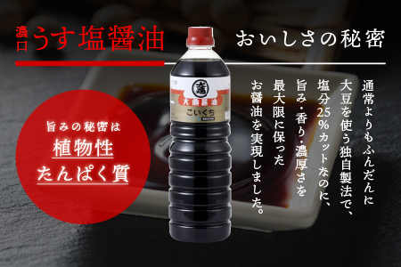 大亀醤油 濃口うす塩 １L 2本 セット × 2 (計4L) 大亀醤油 国産 醤油 濃口 うす塩 YS-10